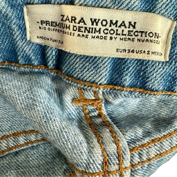 Zara Denim Light Blue Casual Distressed Straight Leg Jeans Womens Size 2 - Picture 2 of 8